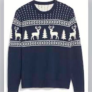 Old Navy- Cozy Navy Reindeer Fair Isle Sweater-Unisex. Size: medium